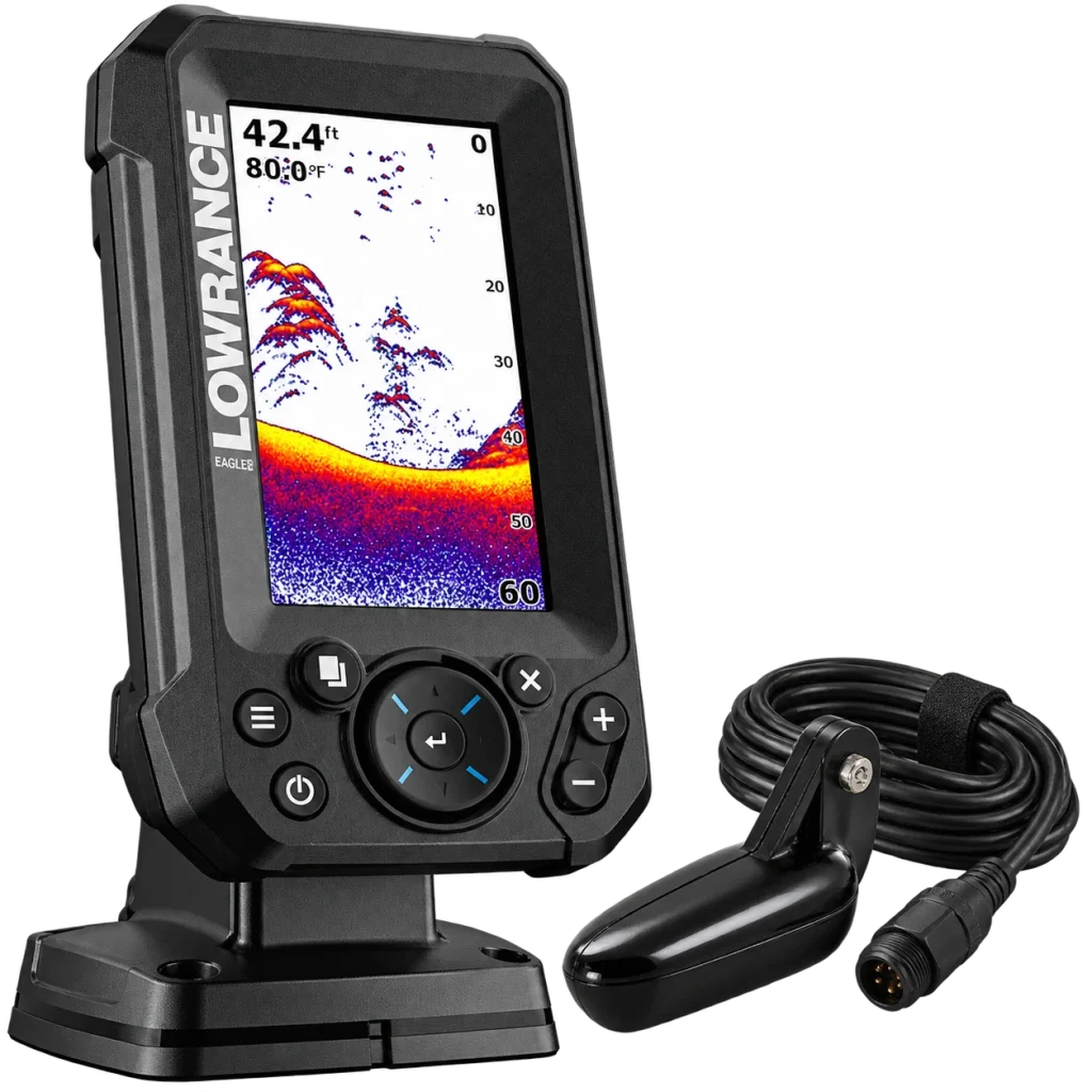 Lowrance Eagle 4x Echolot mit 4-Zoll-Display und Bullet Skimmer Geber