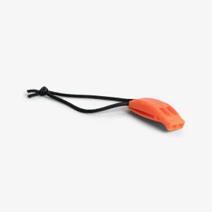 Orange Trillerpfeife für Wassersport mit schwarzer Kordel