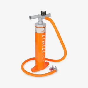Itiwit Doppelhub-Kajakpumpe 8 PSI mit orangefarbenem Gehäuse, Schlauch und Adaptern