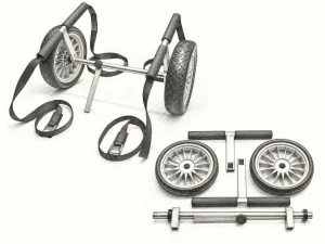 Produktillustration des Prijon Steel S 90192 Bootswagens mit zerlegbarem Rahmen, Gurten und pannensicheren Rädern