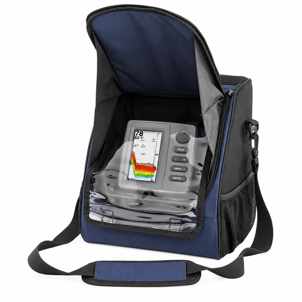 TFB Echolottasche mit transparenter Front und eingesetztem Echolot